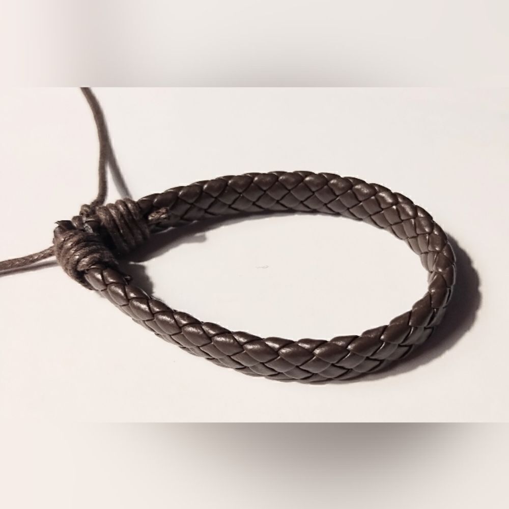 Men's leather bracelet braided brown new d65‎